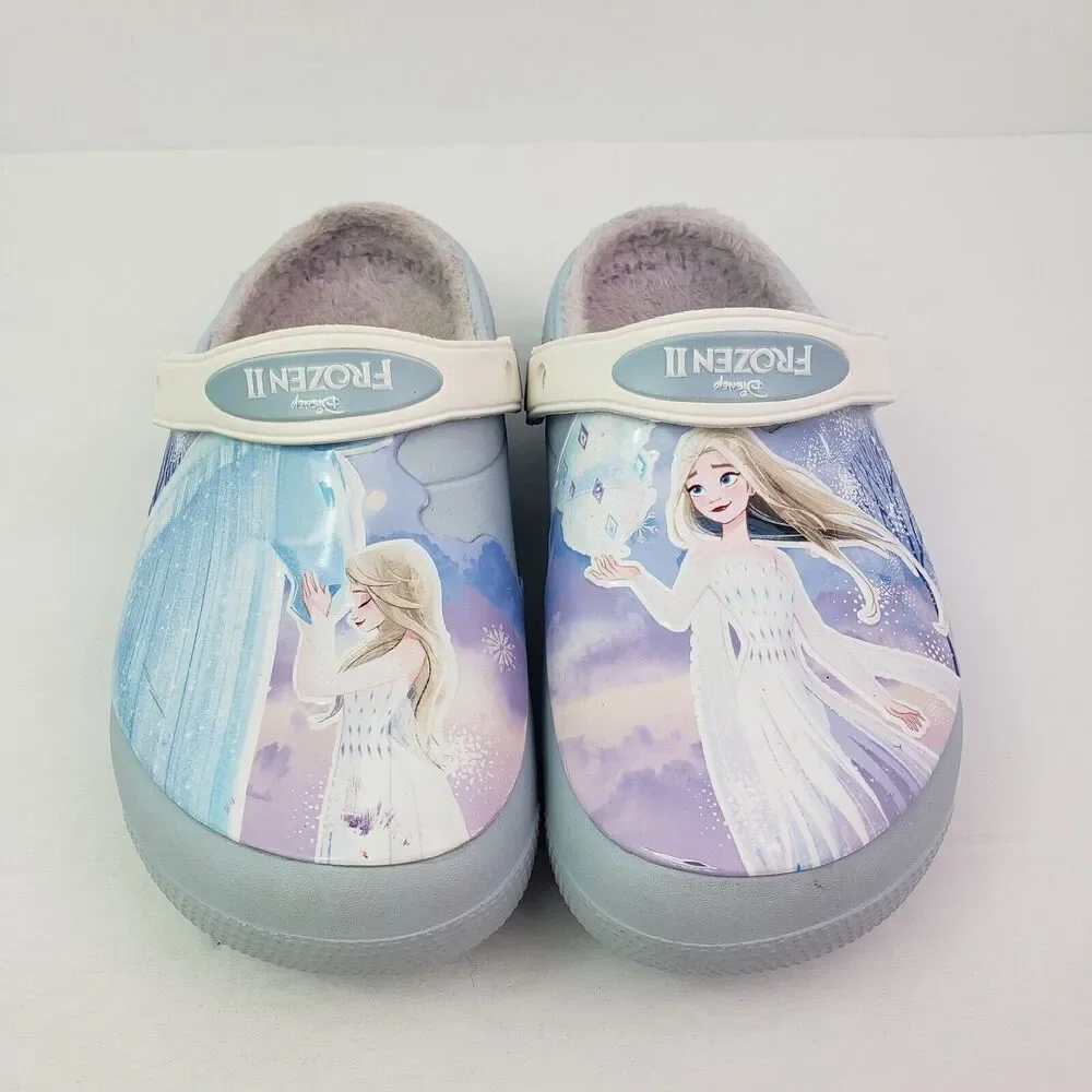Crocs Fun Lab Kids Size J3 Mineral Blue Frozen II Disney Lined Clog Shoes